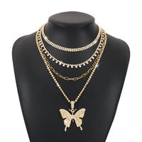 Multi-layer Butterfly Full Diamond Necklace main image 2