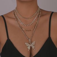 Multi-schicht Schmetterling Volle Diamant Halskette sku image 1