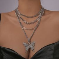 Multi-schicht Schmetterling Volle Diamant Halskette sku image 2