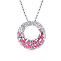 Fashion Hollow Round Moon Inlaid Rhinestone Pendant Necklace main image 1