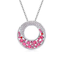 Fashion Hollow Round Moon Inlaid Rhinestone Pendant Necklace sku image 3