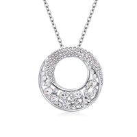 Fashion Hollow Round Moon Inlaid Rhinestone Pendant Necklace main image 2