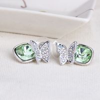 New Style Butterfly Square Crystal Alloy Stud Earrings sku image 1
