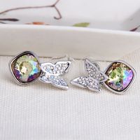 New Style Butterfly Square Crystal Alloy Stud Earrings sku image 4