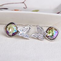 Neue Stil Schmetterling Platz Kristall Alloy Stud Ohrringe sku image 4