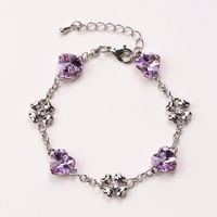 Fashion Heart Shape Crystal Four Clover Alloy Bracelet main image 2