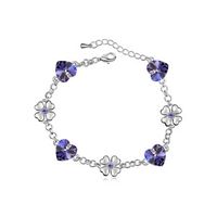 Fashion Heart Shape Crystal Four Clover Alloy Bracelet main image 5