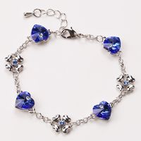 Fashion Heart Shape Crystal Four Clover Alloy Bracelet sku image 2
