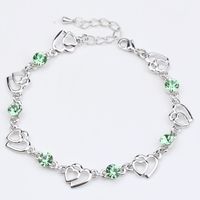 Fashion Hollow Heart Shape Inlaid Round Crystal Alloy Bracelet sku image 1