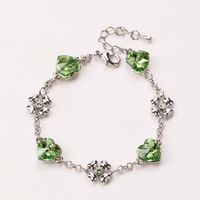Fashion Heart Shape Crystal Four Clover Alloy Bracelet sku image 3