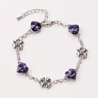 Fashion Heart Shape Crystal Four Clover Alloy Bracelet sku image 4