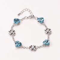 Fashion Heart Shape Crystal Four Clover Alloy Bracelet sku image 5