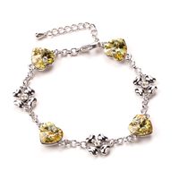 Fashion Heart Shape Crystal Four Clover Alloy Bracelet sku image 6