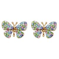 New Butterfly Shape Inlaid Color Rhinestone Alloy Stud Earrings main image 5