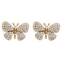 New Butterfly Shape Inlaid Color Rhinestone Alloy Stud Earrings main image 3
