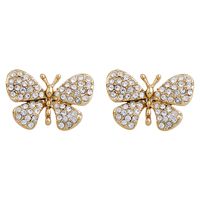 Nouveau Papillon Forme Incrusté Couleur Strass Alliage Boucles D'oreilles main image 3