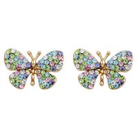New Butterfly Shape Inlaid Color Rhinestone Alloy Stud Earrings main image 2
