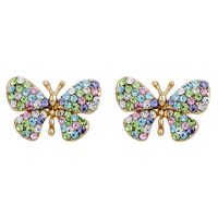 Nouveau Papillon Forme Incrusté Couleur Strass Alliage Boucles D'oreilles main image 2