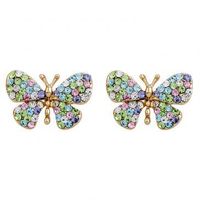 New Butterfly Shape Inlaid Color Rhinestone Alloy Stud Earrings sku image 2