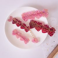 Cute Strawberry Barrettes Korean Pink Headdress Hairpin Bang Clip Bar Hairclip main image 5