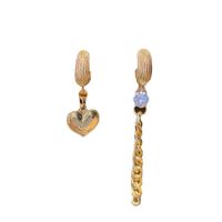 Metal Heart Earrings Simple Asymmetric Gold Plated Inlaid Zircon Earrings main image 2
