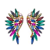 Exaggerated Fan-shaped Bohemian Wings Colorful Rhinestone Earrings main image 2