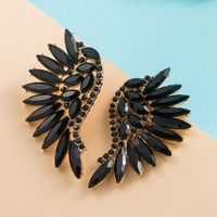 Exaggerated Fan-shaped Bohemian Wings Colorful Rhinestone Earrings sku image 4