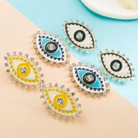 Alloy Diamond Devil's Eye Earrings Colorful Eye Ear Studs Wholesale main image 5