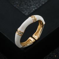 Copper Micro Inlaid Zircon Rainbow Color Geometric Ring sku image 2