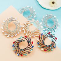 Exaggerated Alloy Diamond Color Cyclone-shaped Full Diamond Earrings main image 6