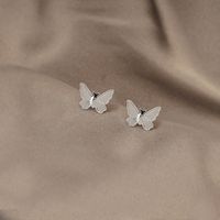 Copper Ear Clip Butterfly Ear Clip Golden Silver Color Stud Earrings sku image 2