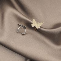 Copper Ear Clip Butterfly Ear Clip Golden Silver Color Stud Earrings sku image 3
