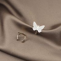 Copper Ear Clip Butterfly Ear Clip Golden Silver Color Stud Earrings sku image 4