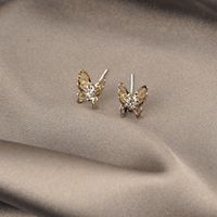 Copper Ear Clip Butterfly Ear Clip Golden Silver Color Stud Earrings sku image 5