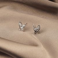 Copper Ear Clip Butterfly Ear Clip Golden Silver Color Stud Earrings sku image 6