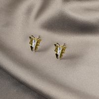 Copper Ear Clip Butterfly Ear Clip Golden Silver Color Stud Earrings sku image 9