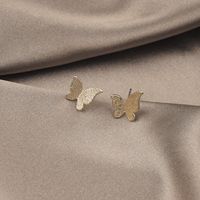 Copper Ear Clip Butterfly Ear Clip Golden Silver Color Stud Earrings sku image 12