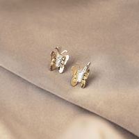 Copper Ear Clip Butterfly Ear Clip Golden Silver Color Stud Earrings sku image 16