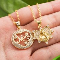 Fashion Mother's Day New Hollow Love Mom Pendant Brass Micro-inlaid Gold-plated Necklace main image 1