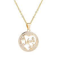 Fashion Mother's Day New Hollow Love Mom Pendant Brass Micro-inlaid Gold-plated Necklace main image 3
