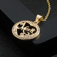 Fashion Mother's Day New Hollow Love Mom Pendant Brass Micro-inlaid Gold-plated Necklace sku image 2