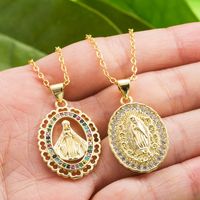Europe And America Cross Border Supply Personalized Pendant Virgin Mary Necklace Religious Clavicle Chain Copper Micro Inlaid Zircon Spot main image 1