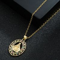 Europe And America Cross Border Supply Personalized Pendant Virgin Mary Necklace Religious Clavicle Chain Copper Micro Inlaid Zircon Spot sku image 1