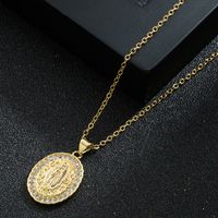 Europe And America Cross Border Supply Personalized Pendant Virgin Mary Necklace Religious Clavicle Chain Copper Micro Inlaid Zircon Spot sku image 2