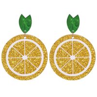 Acrylique Orange Haute-profil Figure Citron Longue Boucles D'oreilles main image 4