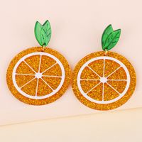 Acrylique Orange Haute-profil Figure Citron Longue Boucles D'oreilles main image 1