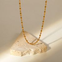 Mode Einfache 18k Gold Überzogen Oval Bead Kette Edelstahl Halskette Frauen Ornament main image 1