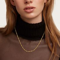 Mode Einfache 18k Gold Überzogen Oval Bead Kette Edelstahl Halskette Frauen Ornament main image 4