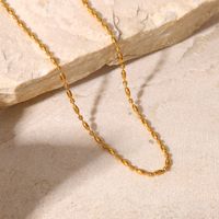 Mode Einfache 18k Gold Überzogen Oval Bead Kette Edelstahl Halskette Frauen Ornament main image 3