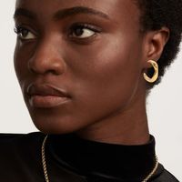Mode Einfache 14k Gold-überzogene Edelstahl Unregelmäßigen C-förmigen Ohrringe main image 5